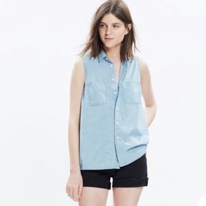 📌 Madewell Chambray Sleeveless Shirt